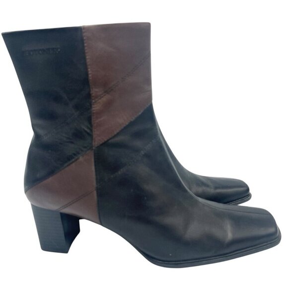 Isotoner Womens Patchwork Leather Ankle Boots Size 8 Platform Block Heel Y2K 90s - Picture 4 of 16